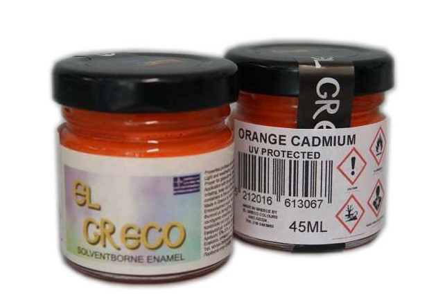 Емайлова плътна боя за стъклопис Orange Cadmium 45ml